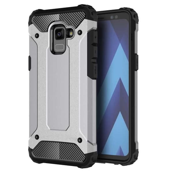 GrandCase [Armored Series] Robust skyddande silikon och plast stötsäkert fodral för Samsung Galaxy A8 2018 (grå)