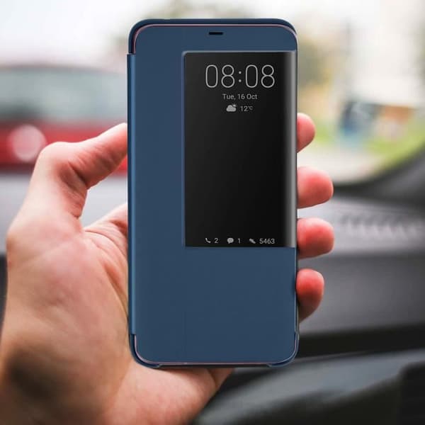 Housse - AVIZAR - Huawei Mate 20 - Hård Skal - Fodral med Stor Fönster - Mörkblå