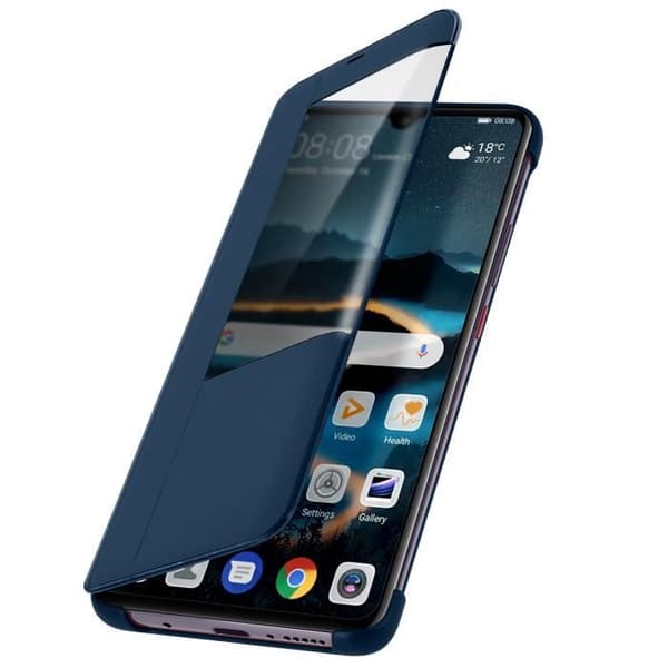 Housse - AVIZAR - Huawei Mate 20 - Hård Skal - Fodral med Stor Fönster - Mörkblå