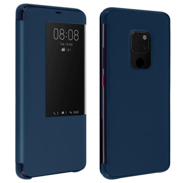 Housse - AVIZAR - Huawei Mate 20 - Hård Skal - Fodral med Stor Fönster - Mörkblå
