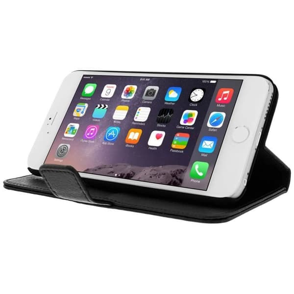Fodral Folio - Avizar - iPhone 6 Plus - Ekoklädsel - Svart - Fullständigt skydd