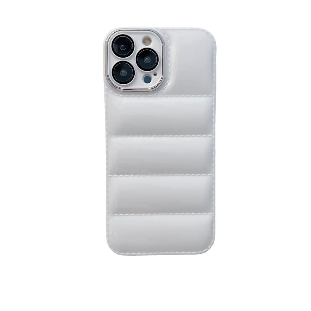 The Puffer Phone Case Chic Down Soft Touch Jacket 3D Skyddsfodral Vit iPhone 13