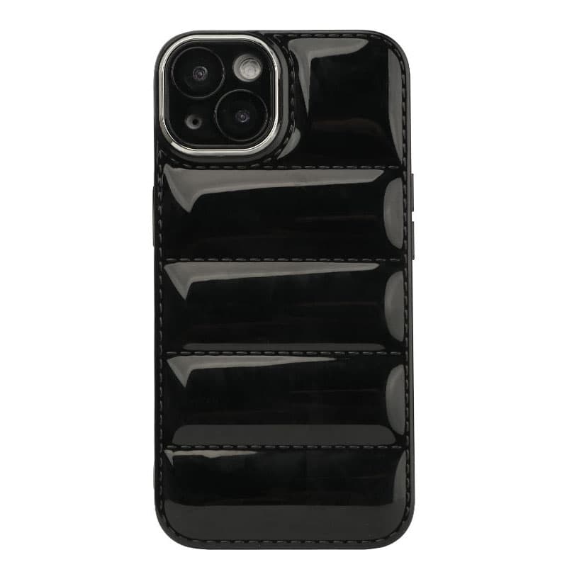 The Puffer Case för telefon Lyx dunjacka Soft Touch 3D skyddsöverdrag Svart iPhone 13 Pro