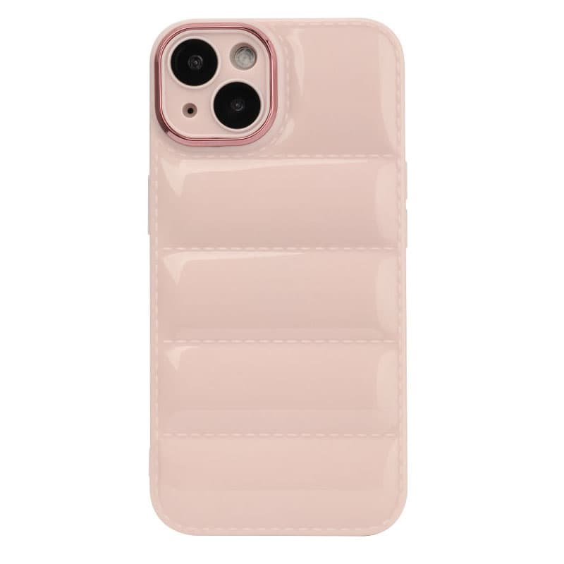 Dunjacka telefonfodral Chic Fashion Puffer Soft Touch Stötsäkert skal Rosa iPhone 13