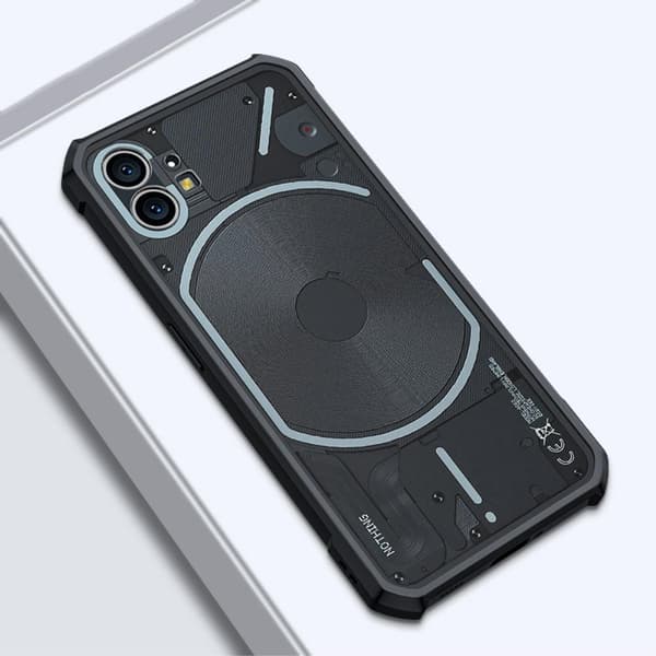 SKALO Nothing Phone (1) Iskunkestävä Clear Hybridi Suojakuori - Musta