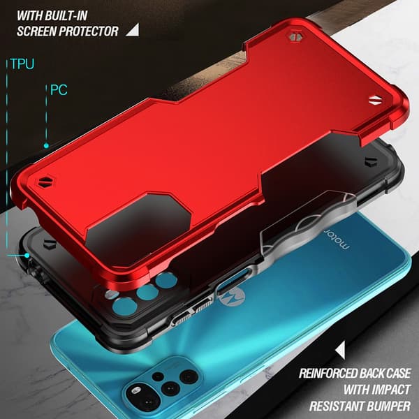 SKALO Motorola Moto G22 Shockproof Armor Hybrid Cover - Sort