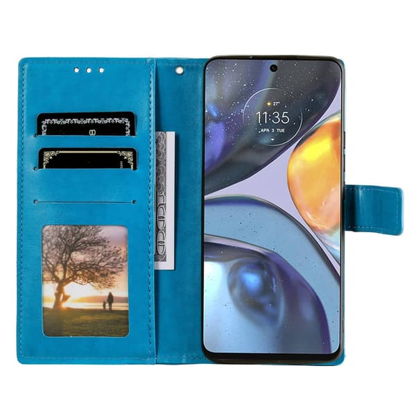 SKALO Motorola Moto G22 Mandala Flip Cover - Blå