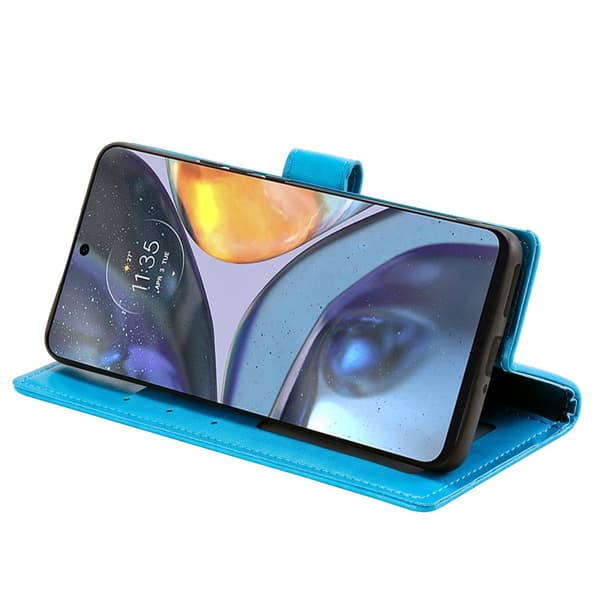 SKALO Motorola Moto G22 Mandala Flip Cover - Blå