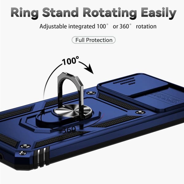 SKALO Motorola Moto G22 Armor Hybrid Metal Ring Camera Slider - Blå