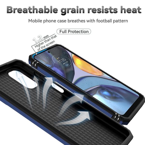 SKALO Motorola Moto G22 Armor Hybrid Metal Ring Camera Slider - Blå