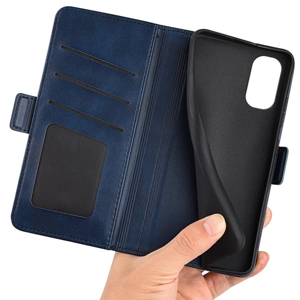 SKALO Motorola Moto G22 Premium Wallet Flip Cover - Blå