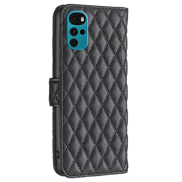 SKALO Motorola Moto G22 BINFEN COLOR Quiltat Plånbok - Svart