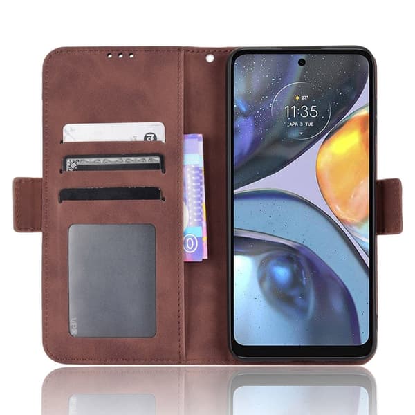SKALO Motorola Moto G22 6-lokeroa Lompakkokotelo - Ruskea