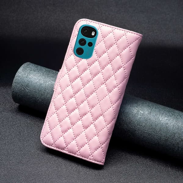 SKALO Motorola Moto G22 BINFEN COLOR Quiltat Plånbok - Rosa