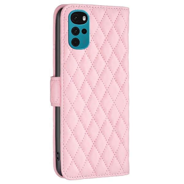SKALO Motorola Moto G22 BINFEN COLOR Quiltat Plånbok - Rosa