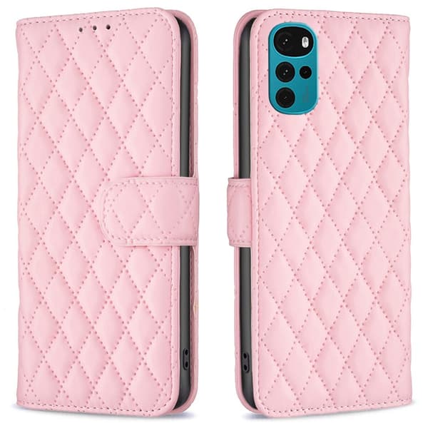 SKALO Motorola Moto G22 BINFEN COLOR Quiltat Plånbok - Rosa
