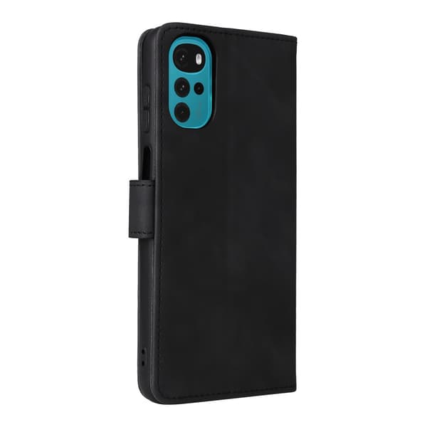 SKALO Motorola Moto G22 Matt PU-Läder Plånboksfodral - Svart