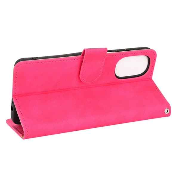 SKALO Motorola Moto G52 Matt PU-Läder Plånboksfodral - Cerise