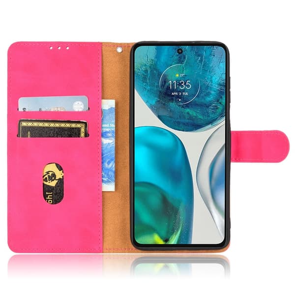 SKALO Motorola Moto G52 Matt PU-Läder Plånboksfodral - Cerise