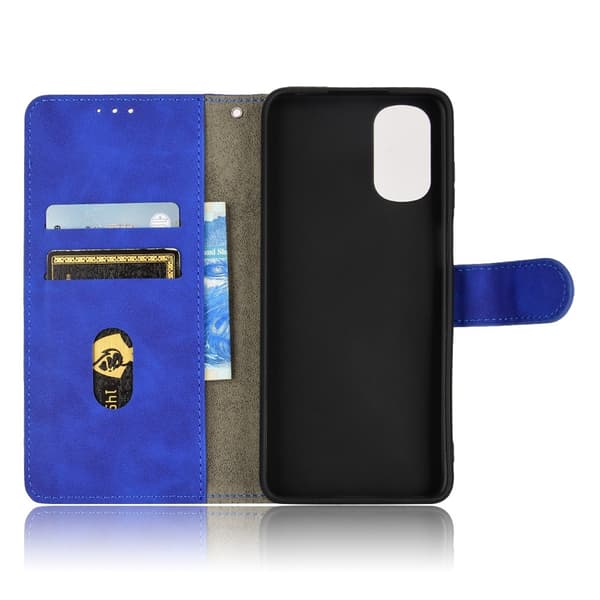 SKALO Motorola Moto E32/E32s Matt PU Nahka lompakkokotelo - Sininen