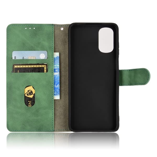 SKALO Motorola Moto E32/E32s Matt PU-læderpungetui - Grøn