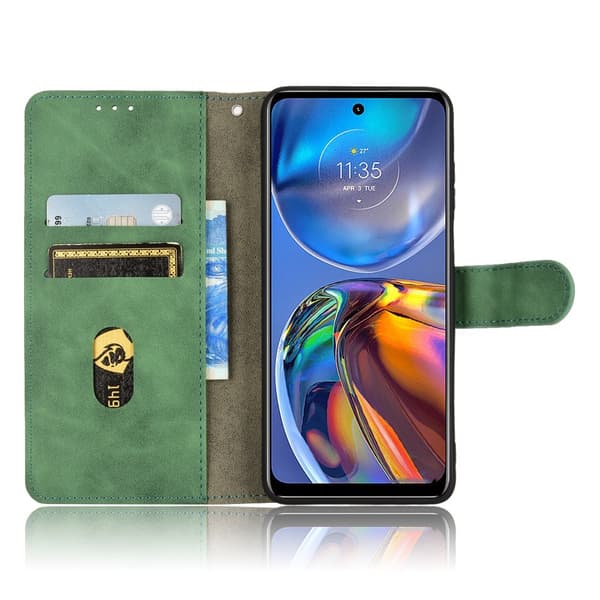 SKALO Motorola Moto E32/E32s Matt PU-læderpungetui - Grøn