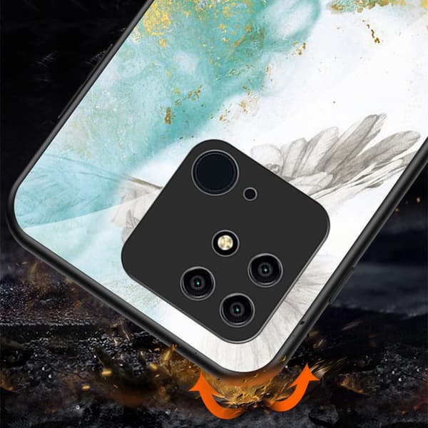 SKALO Xiaomi Redmi 10C Marmori karkaistu lasi TPU-suojakuori - #6