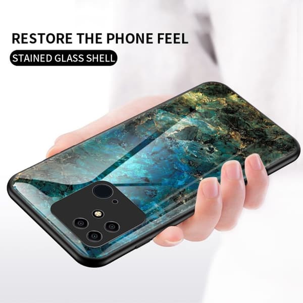 SKALO Xiaomi Redmi 10C Marmori karkaistu lasi TPU-suojakuori - #6