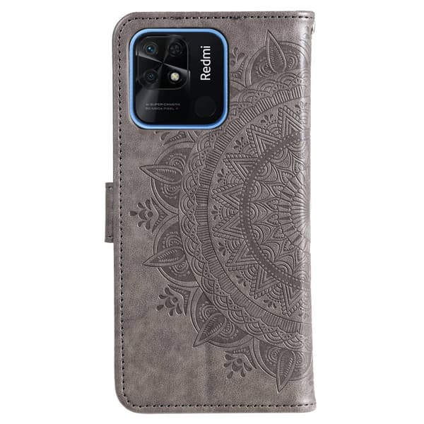 SKALO Xiaomi Redmi 10C Mandala Flip Cover - Grå