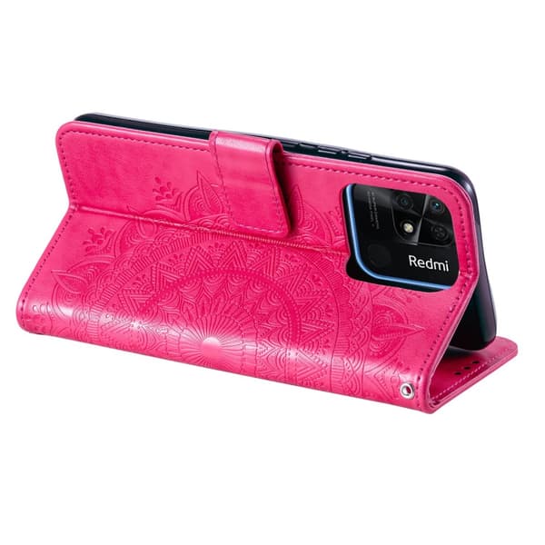 SKALO Xiaomi Redmi 10C Mandala Plånboksfodral - Cerise