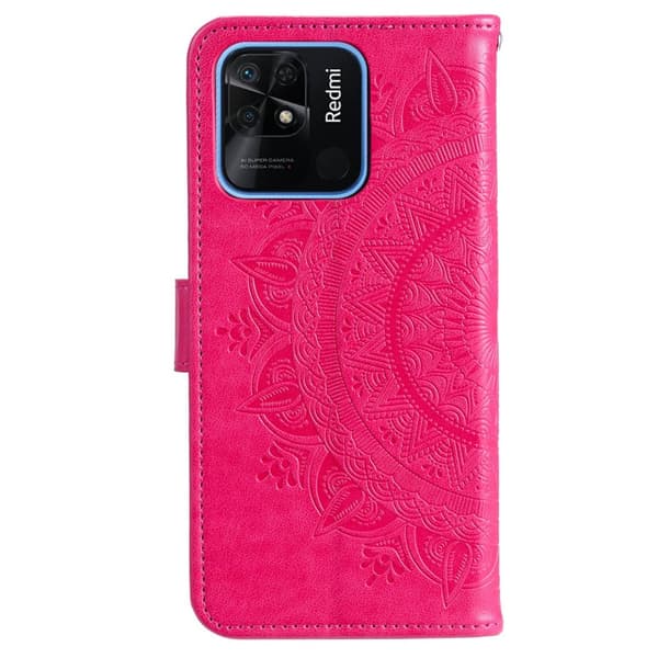SKALO Xiaomi Redmi 10C Mandala Plånboksfodral - Cerise
