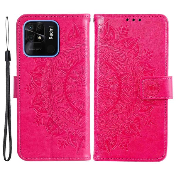 SKALO Xiaomi Redmi 10C Mandala Plånboksfodral - Cerise