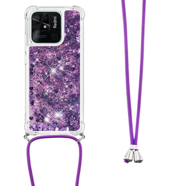 SKALO Xiaomi Redmi 10C Juoksuhiekka Glitter Mobile kaulapanta - Violetti