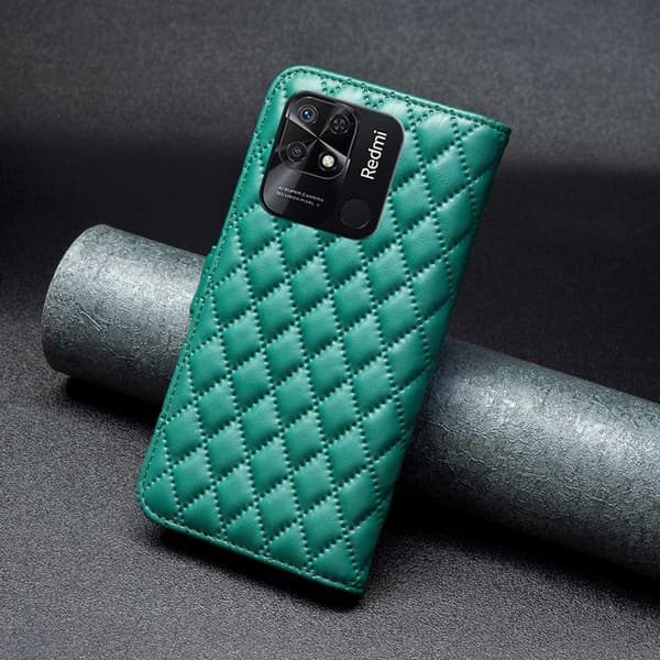SKALO Xiaomi Redmi 10C BINFEN COLOR Tikattu Lompakko - Vihreä