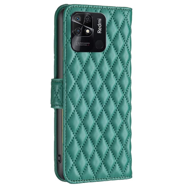 SKALO Xiaomi Redmi 10C BINFEN COLOR Tikattu Lompakko - Vihreä