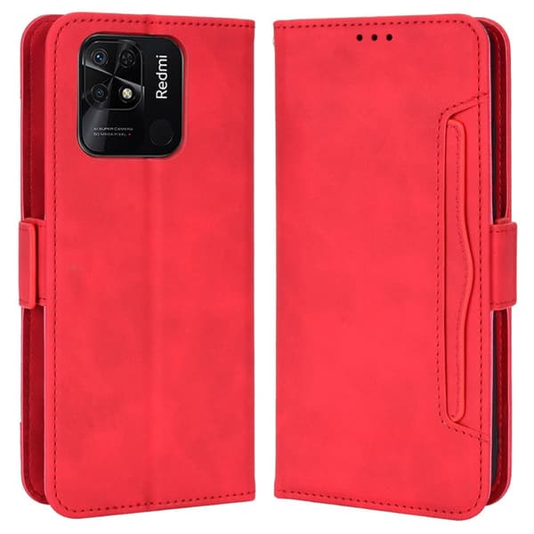 SKALO Xiaomi Redmi 10C 6-FACK Plånboksfodral - Röd
