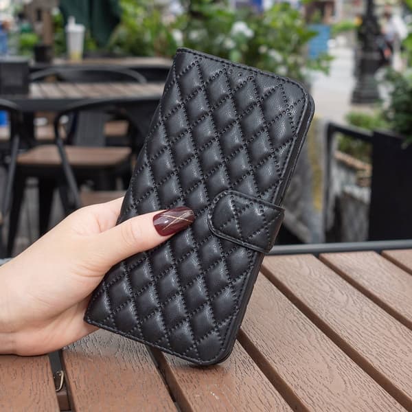SKALO Xiaomi Redmi 10C BINFEN COLOR Quiltat Plånbok - Svart