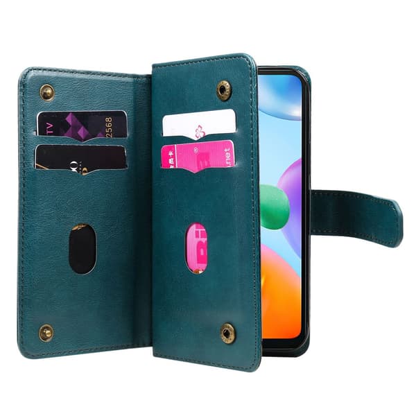 SKALO Xiaomi Redmi 10C 10-lokeroa Lompakkokotelo - Vihreä