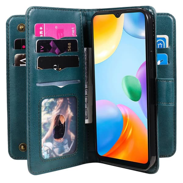 SKALO Xiaomi Redmi 10C 10-lokeroa Lompakkokotelo - Vihreä