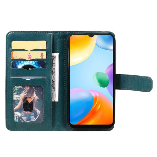 SKALO Xiaomi Redmi 10C 10-lokeroa Lompakkokotelo - Vihreä