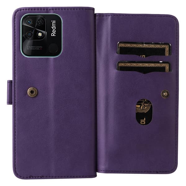 SKALO Xiaomi Redmi 10C 10-lokeroa Lompakkokotelo - Violetti