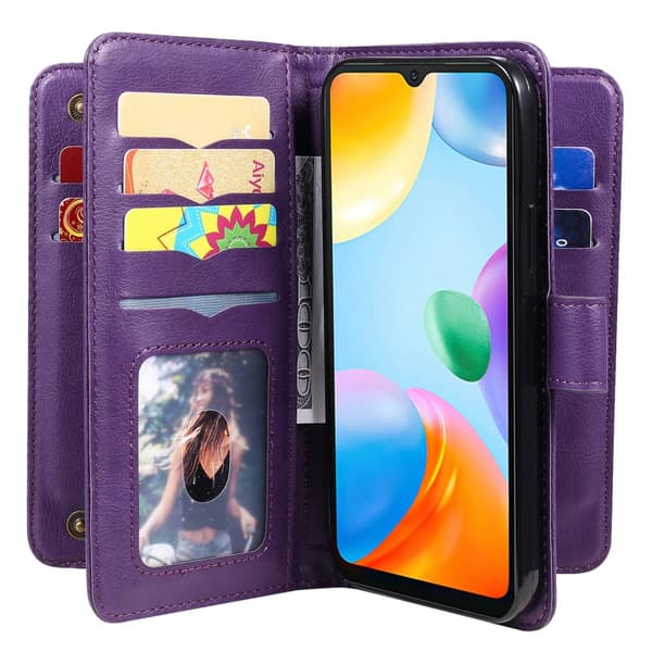 SKALO Xiaomi Redmi 10C 10-lokeroa Lompakkokotelo - Violetti