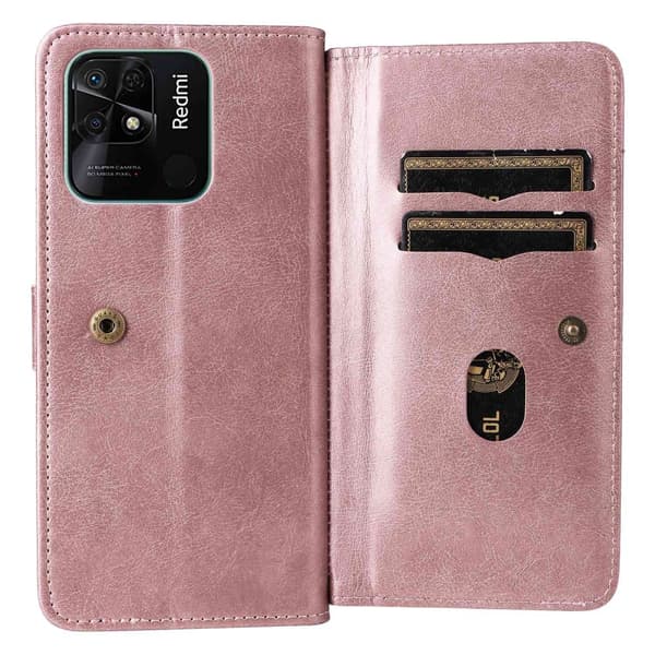 SKALO Xiaomi Redmi 10C 10-RUM Flip Cover - Rosa guld