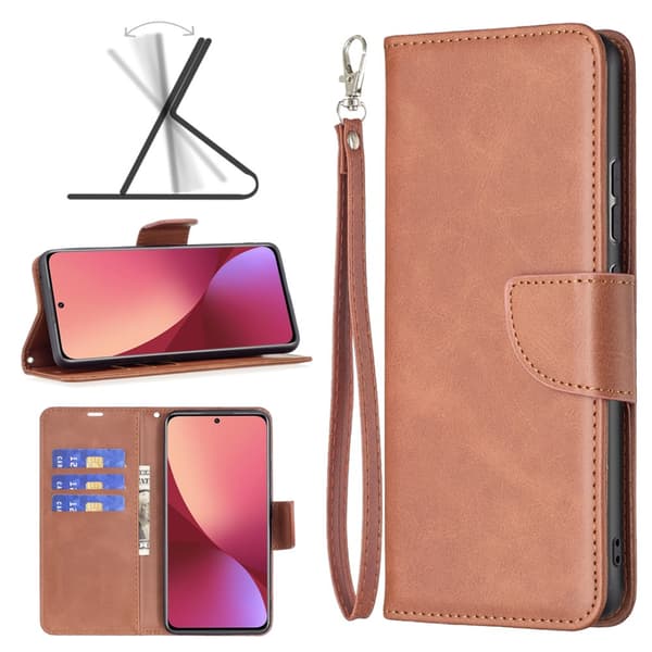 SKALO Xiaomi 12 5G Lompakkokotelo PU-nahkaa - Ruskea