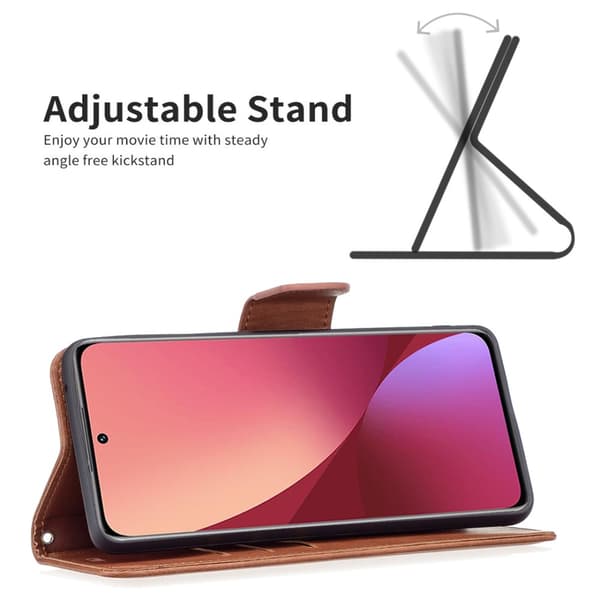SKALO Xiaomi 12 5G Lompakkokotelo PU-nahkaa - Ruskea