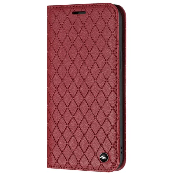 SKALO Xiaomi Redmi 10C Romb Litchi Plånbok - Röd