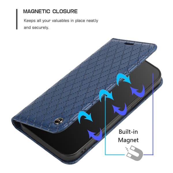 SKALO Xiaomi Redmi 10C Rhombus Litchi Lompakkokotelo - Sininen