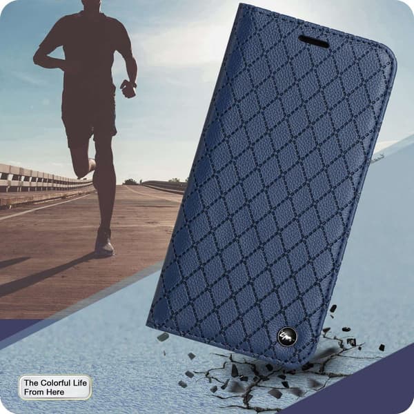 SKALO Xiaomi Redmi 10C Rhombus Litchi Lompakkokotelo - Sininen