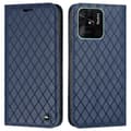 Pikkukuva 1 / 11: SKALO Xiaomi Redmi 10C Rhombus Litchi Lompakkokotelo - Sininen