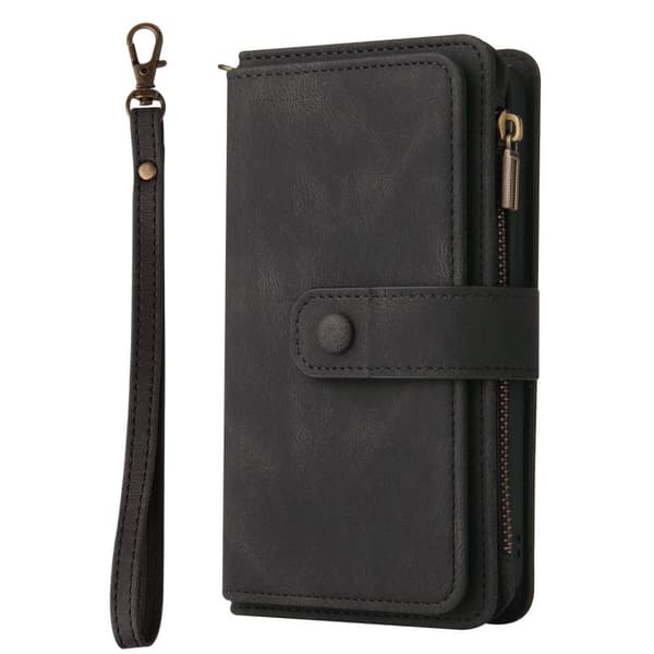 SKALO Xiaomi Redmi 10C Big Wallet 17-lokeroa Lompakkokotelo - Musta